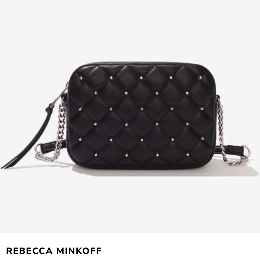 Rebecca Minkoff Top Zip Studded Vegan Black Crossbody New in Package HP - Picture 4 of 13